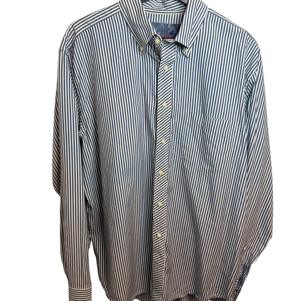 Robert Graham | Blue and White Striped Button Down Shirt | Sz L - Picture 2 of 8
